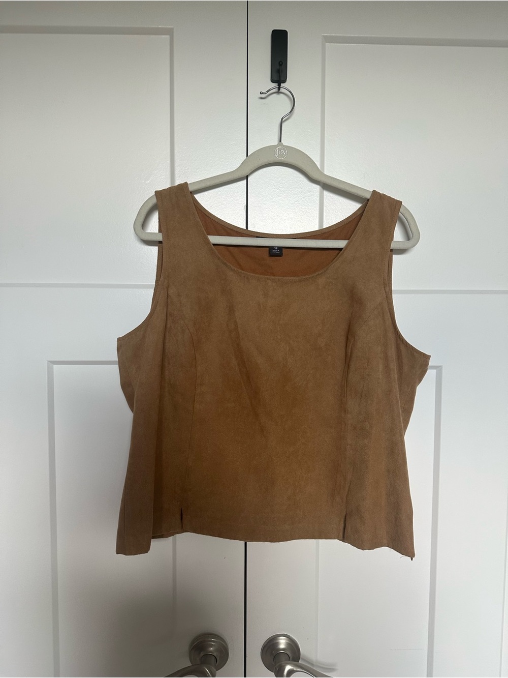 Perceptions Suede-Look Tank Top in Tan